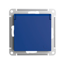 Механизм розетки с заземлением со шторками и крышкой AtlasDesign аквамарин IP44 Systeme Electric