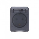 Розетка одноместная накладная с заземлением со шторками и крышкой AtlasDesign антрацит IP54 Systeme Electric_2