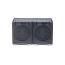 Розетка двухместная накладная с заземлением со шторками и крышкой AtlasDesign антрацит IP54 Systeme Electric_2