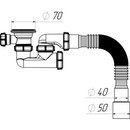 Сифон для душевого поддона Aquant 1 1/2"х40 регулируемый с гибкой трубой 40х40/50