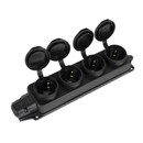 Колодка 4 гнезда с заземлением и  защитными крышками 16А 250 В IP44 черная TDM