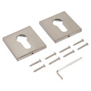 Накладка декоративная квадратная под цилиндровый механизм никель матовый Аллюр