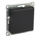Механизм розетки с заземлением со шторками и крышкой AtlasDesign карбон IP20 Systeme Electric