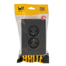 Розетка двухместная без заземления Brite графит IP20 IEK