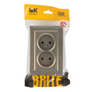 Розетка двухместная без заземления Brite шампань IP20 IEK