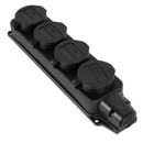 Колодка 4 гнезда с заземлением и  защитными крышками 16А 250 В IP44 черная TDM