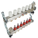 Коллекторная группа Valtec 1" евроконус 3/4" на 6 выходов с расходомерами