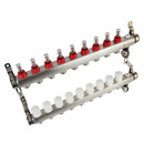 Коллекторная группа Taen 1" евроконус 3/4" на 9 выходов с расходомерами