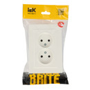 Розетка двухместная без заземления Brite белая IP20 IEK