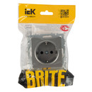 Механизм розетки с заземлением Brite сталь IP20 IEK