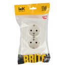 Розетка двухместная с заземлением Brite белая IP20 IEK_6