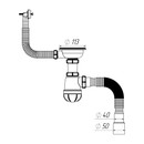 Сифон для мойки 3 1/2"х40 с черной металлической решеткой, переливом и гибкой трубой 40х40/50 Aquant