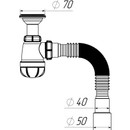 Сифон для умывальника Aquant 1 1/2"х40 с удлиненной горловиной и гибкой трубой 40х40/50