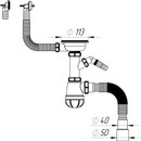 Сифон для мойки Aquant 3 1/2"х40 с переливом отводом для СМА и гибкой трубой 40х40/50