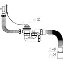 Сифон для ванны регулируемый  Aquant 1 1/2"х40 с выпуском и переливом с гибкой трубой 40х40/50