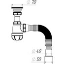 Сифон для умывальника Aquant 1 1/2"х40 с гибкой трубой 40х40/50