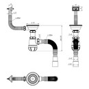 Сифон для мойки 3 1/2"х40 с черной металлической решеткой, переливом и гибкой трубой 40х40/50 Aquant