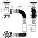 Сифон для умывальника Aquant 1 1/2"х40 с удлиненной горловиной и гибкой трубой 40х40/50