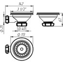 Выпуск для мойки Aquant 3 1/2" с нержавеющей решеткой с отводом под перелив