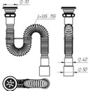 Гофросифон Aquant 750 мм 1 1/2"х40/50 с нержавеющей решеткой