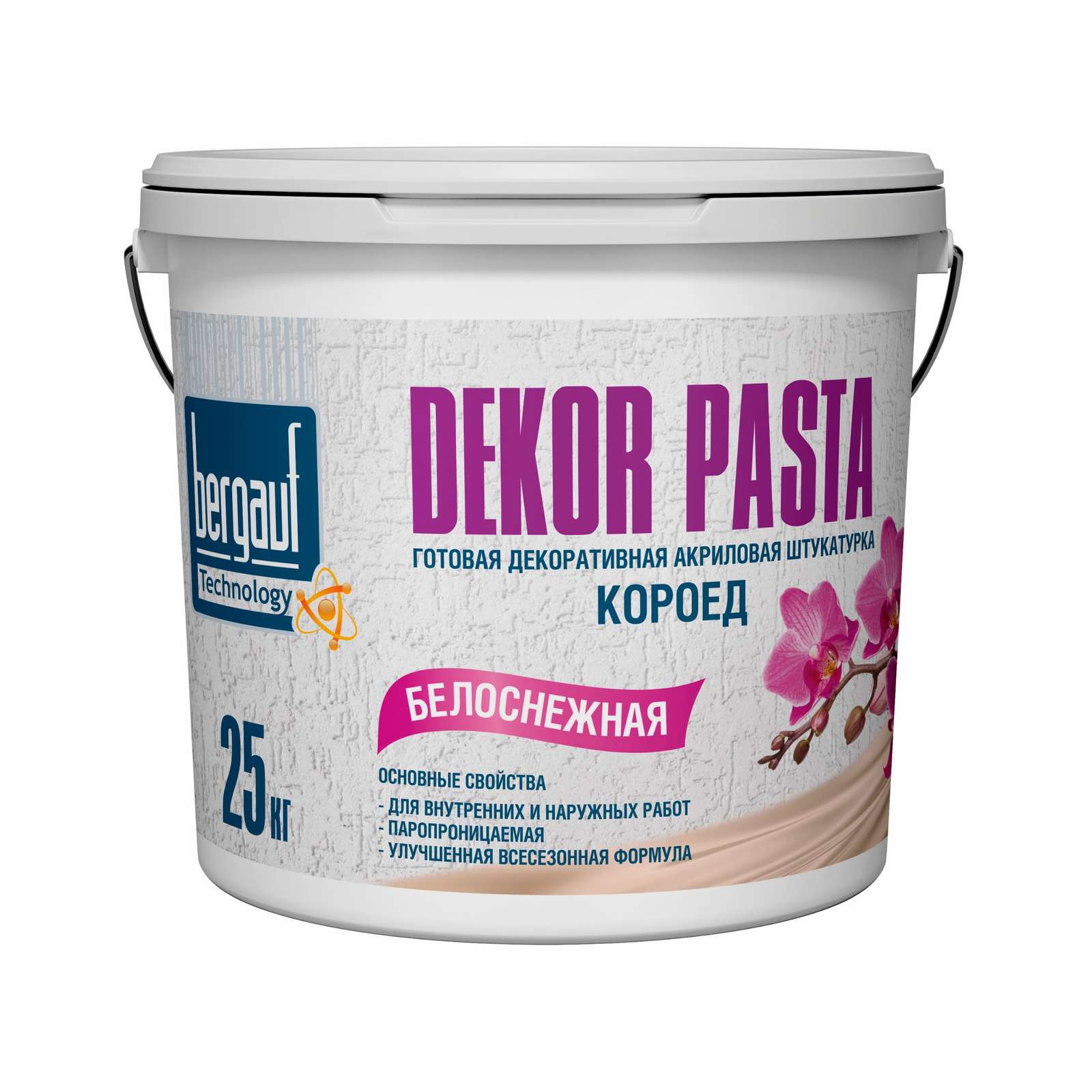 Bergauf Dekor Pasta 2 мм 25 кг Готовая декоративная штукатурка с фактурой Короед, ЛЕТО-ЗИМА