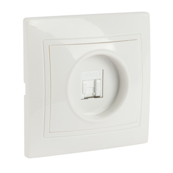 Изображение товара Розетка компьютерная RJ45 5E Кварта IEK белая встроенная для локальной сети
