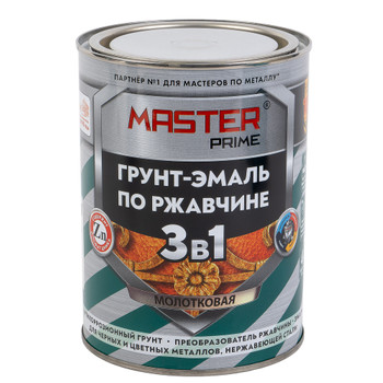 Грунт-эмаль по ржавчине 3 в 1 Master Prime серая молотковая 0,9 л
