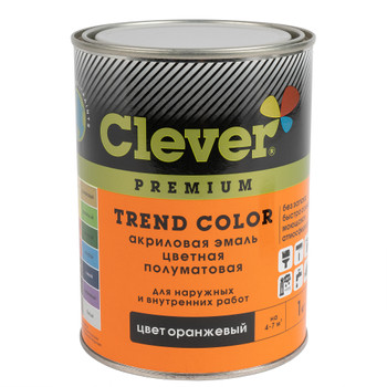 Изображение товара Эмаль акриловая Clever оранжевая полуматовая 1 кг для металла и дерева
