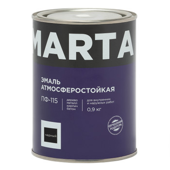 Эмаль ПФ-115 MARTA, черная, 0,9 кг