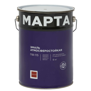 Изображение товара Эмаль ПФ-115 MARTA красная глянцевая 6кг для металла и дерева