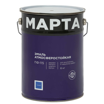 Изображение товара Эмаль ПФ-115 MARTA синяя глянцевая 6 кг для металлических и деревянных поверхностей
