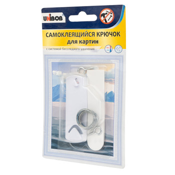 Изображение товара Самоклеящийся крючок для картин UNIBOB белый