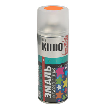Эмаль аэрозольная акриловая флуоресцентная Kudo оранжево-красная матовая 0,52л