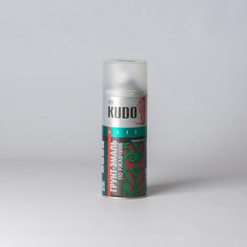 Эмаль по ржавчине аэрозольная KUDO гладкая матовая белая 0,52 л