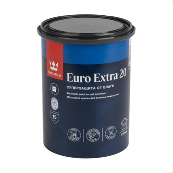 Краска для кухонь и ванных комнат Tikkurila Euro Extra 20 белая база A 0,9 л