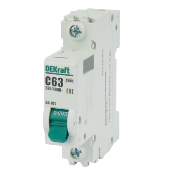 Изображение товара Автоматический однополюсный выключатель DEKraft 63А 230В C 4.5кА