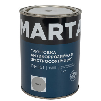 Изображение товара Грунт ГФ-021 Марта серый 1 кг для дерева и металла наружных и внутренних работ