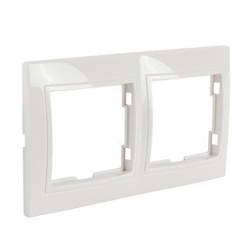 Рамка двухместная горизонтальная Кварта белая IP20 IEK