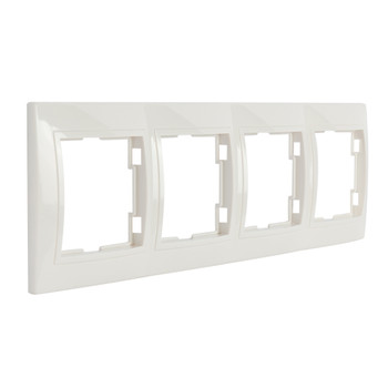 Рамка четырехместная горизонтальная Кварта белая IP20 IEK