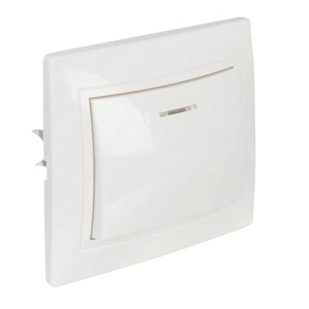 Изображение товара Выключатель одноклавишный с подсветкой Кварта IEK белый IP20