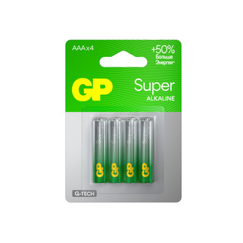 Батарейка алкалиновая GP Super Alkaline 24А ААA - 4 шт на блистере