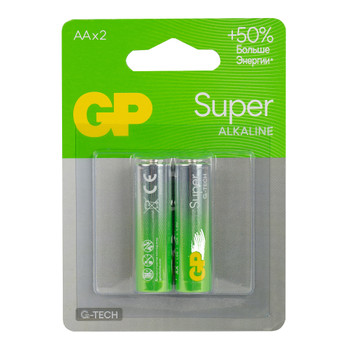Батарейка алкалиновая GP Super Alkaline 15А АA - 2 шт на блистере