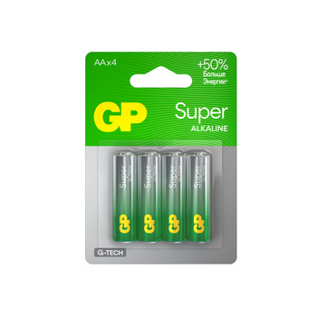 Батарейка алкалиновая GP Super Alkaline 15А АA - 4 шт на блистере