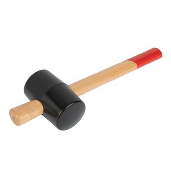 Изображение товара Киянка резиновая черная 450 гр с деревянной рукояткой - строительный инструмент