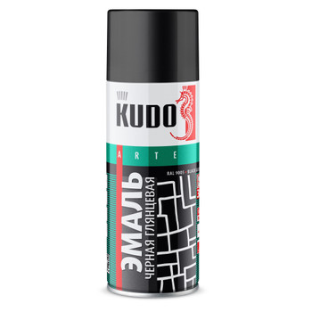 Эмаль аэрозольная Kudo черная глянцевая (1002) 0,52л