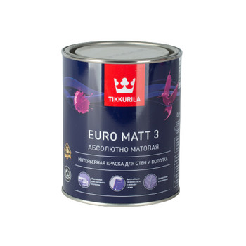 Краска для гостиных и спален Tikkurila Euro Matt 3 белая база А 0,9 л
