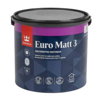 Краска для гостиных и спален Tikkurila Euro Matt 3 матовая 2,7 л