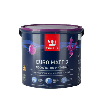 Краска для гостиных и спален Tikkurila Euro Matt 3 белая база А 2,7 л