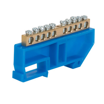 Изображение товара Шина нулевая EKF N 10 отверстий изолятор на DIN-рейку 6х9 мм синий Изображение товара Шина нулевая EKF N 10 отверстий изолятор на DIN-рейку 6х9 мм синий