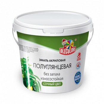 Эмаль акриловая Olecolor полуглянцевая белый 0,8 кг